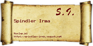 Spindler Irma névjegykártya